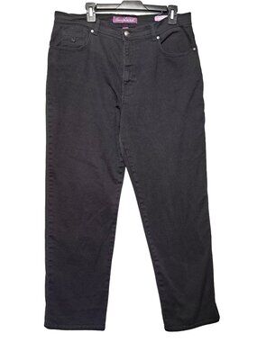 Gloria Vanderbilt 14 Amanda Black Straight-Leg Jean Stretch Denim Pants